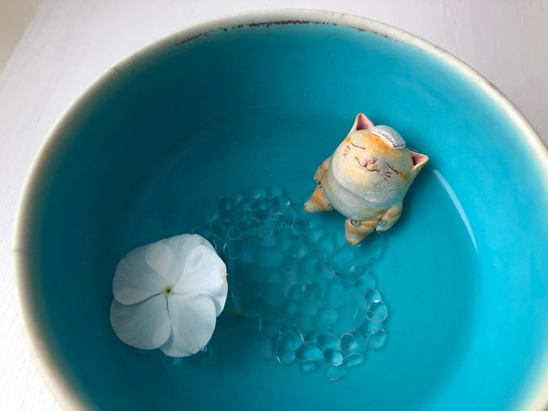 お風呂猫さん - 人形・フィギュア - 粘土 イエロー