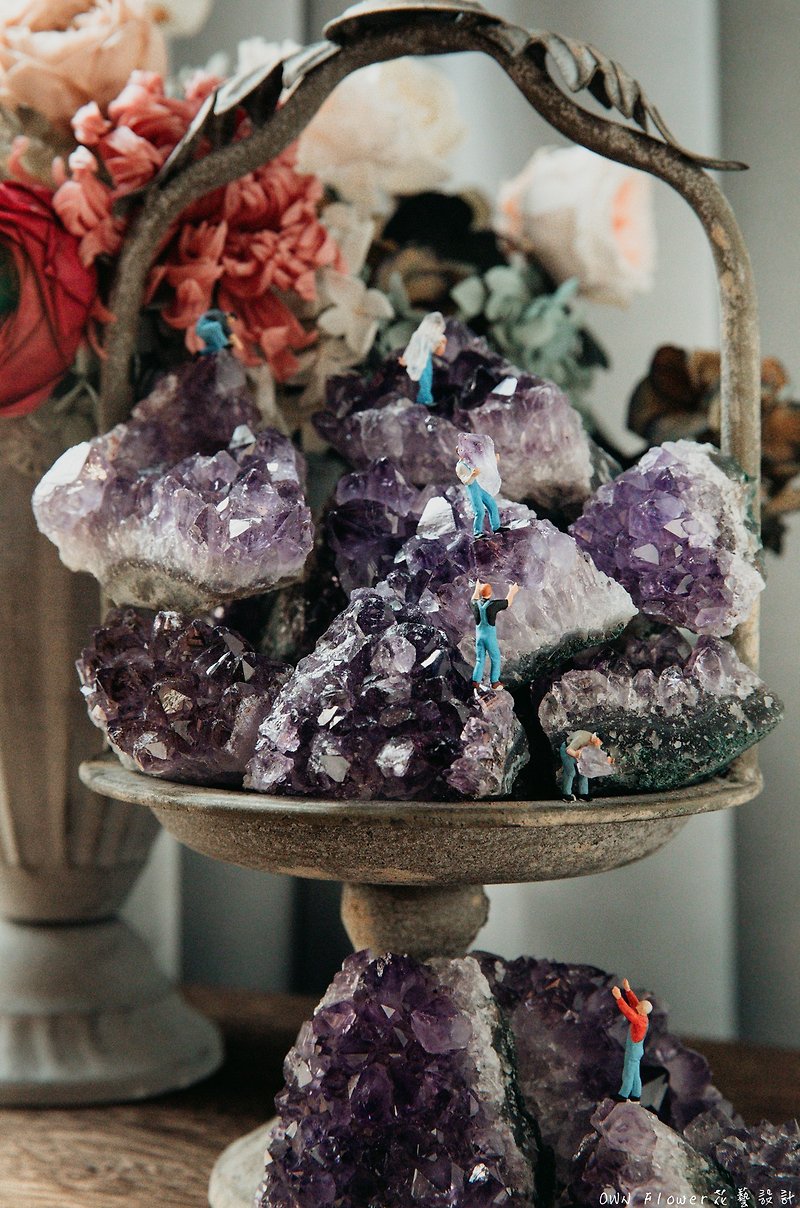 Amethyst cluster/Amethyst/Crystal ornaments/Micro-landscape ornaments/Amethyst cluster ornaments/Old objects/Flowers - ของวางตกแต่ง - คริสตัล 