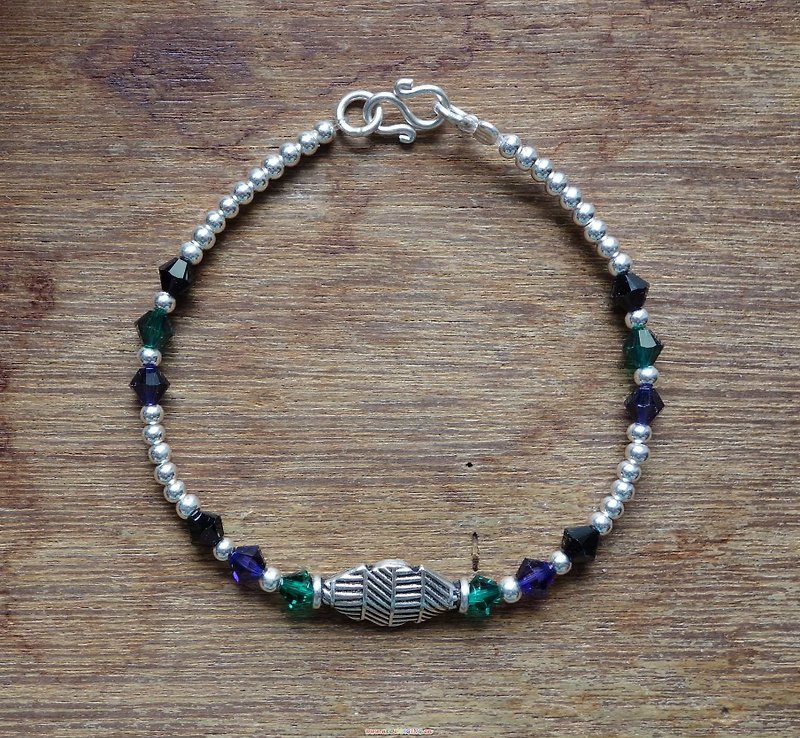 ~ M ~ + Bear mysterious totem / Swarovski crystal / silver bracelet / 925 silver bracelet / - สร้อยข้อมือ - โลหะ สีม่วง