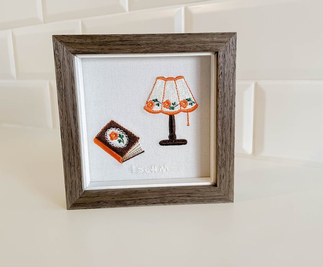 コーヒータイム】9種類のコーヒーデザート刺繍絵画｜無垢材