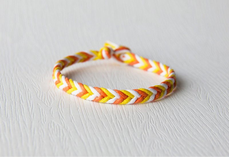 From shallow to deep-fine gradient yellow / hand-woven bracelet - Bracelets - Other Materials Yellow