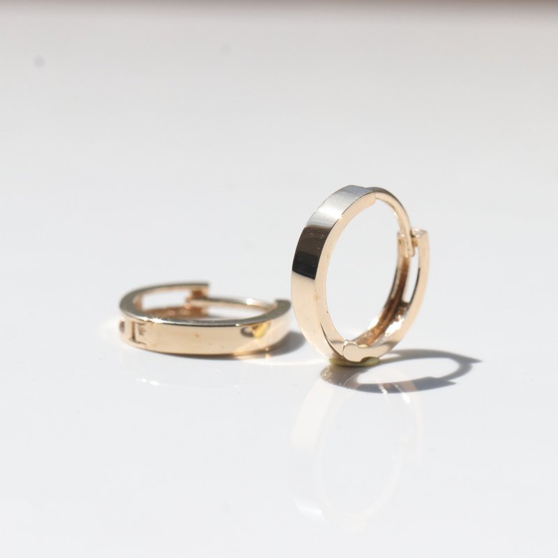 14K Wide Cycle Lock Earring 寬圓耳扣耳環 (內徑10mm) (單個) - 耳環/耳夾/耳骨夾 - 貴金屬 金色