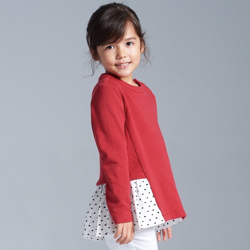 Skirt shakes the long coat - เสื้อยืด - ผ้าฝ้าย/ผ้าลินิน สีแดง