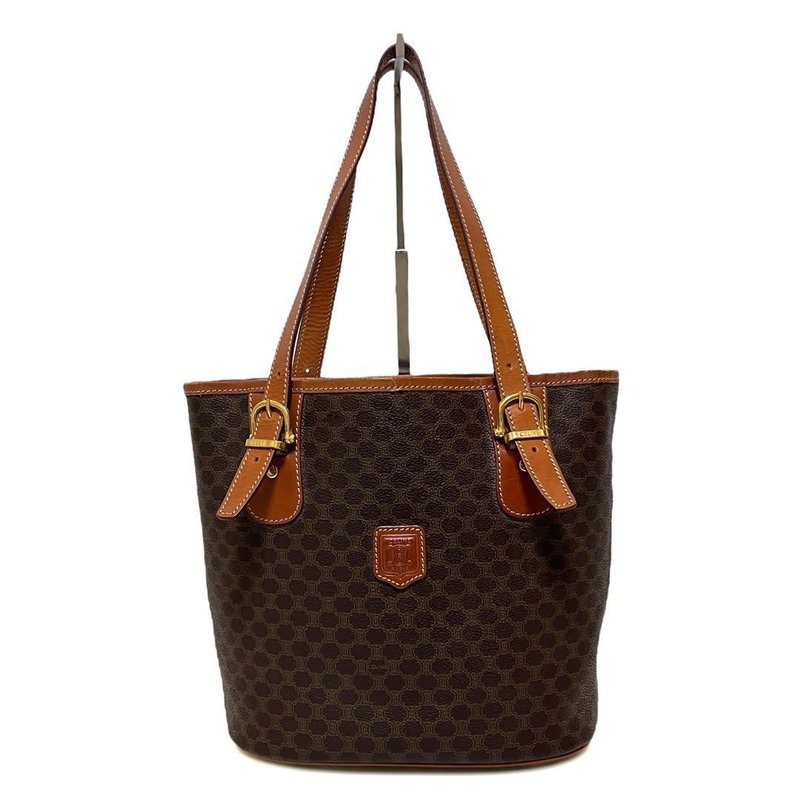 本物 CELINE セリーヌ トートバッグ バケツ マカダム PVC ブラウン MC96 良品 中古 - 手提包/手提袋 - 其他材質 咖啡色