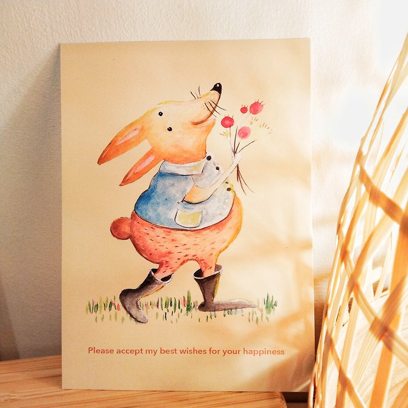 Wish me happiness postcard - การ์ด/โปสการ์ด - กระดาษ สีส้ม