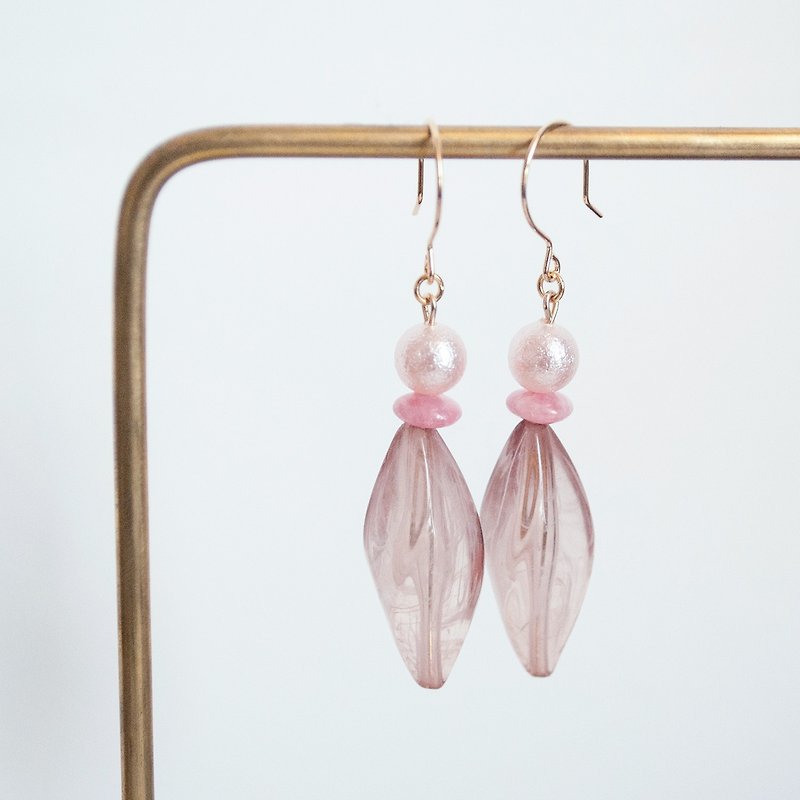 TeaTime pale pink textured resin bead earrings - Earrings & Clip-ons - Other Materials Pink