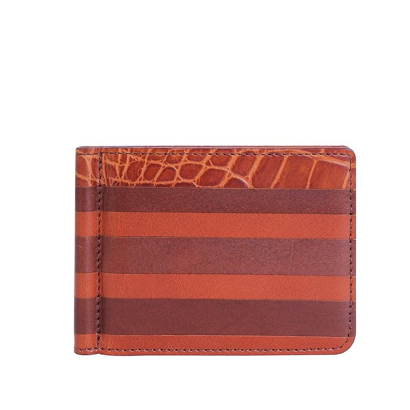 Striped wallet - กระเป๋าสตางค์ - หนังแท้ สีนำ้ตาล