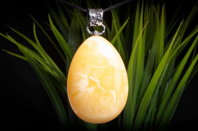 Unique Handmade Heart-Shaped Baltic Amber Pendant - Natural Silver Jewelry - Necklaces - Semi-Precious Stones 