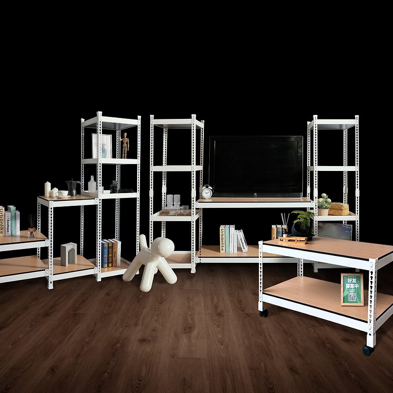 台湾製/海/アングル鋼/インダストリアルスタイルリビングルーム組み合わせセットNo.1ダイニング/TVキャビネット+ラダーキャビネット+コーヒーテーブル - その他の家具 - その他の素材 ブラック