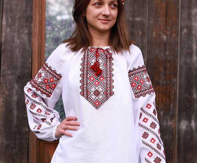 ウクライナ刺繍シャツ、手作りシャツ、女性用刺繍ブラウス - ショップ