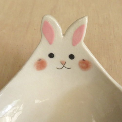 dodomade DoDo手作 動物造型碗-兔兔淺碗(雪白兔)