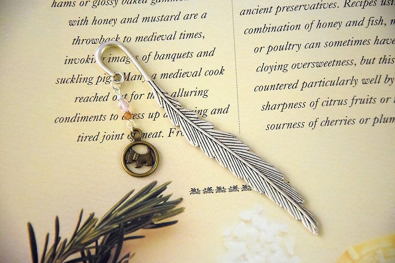 Cute Puppy Silver Feather Bookmark - Bookmarks - Other Metals 