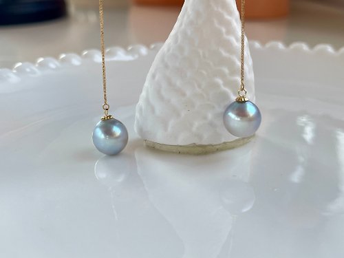Athena珍珠設計 Akoya 真多麻 海水珍珠 炫彩 18K白金 耳環 耳線