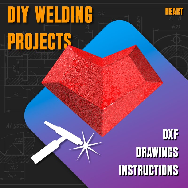Welding Project Plans Drawings Heart 1 (DXF, PDF) - 圖文模板設計 - 其他材質 