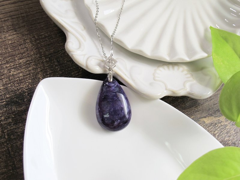 Purple Dragon Crystal 925 Silver Concentrate and Relieve Tension [Amethyst Dragon Crystal] Original sent - Necklaces - Crystal Purple