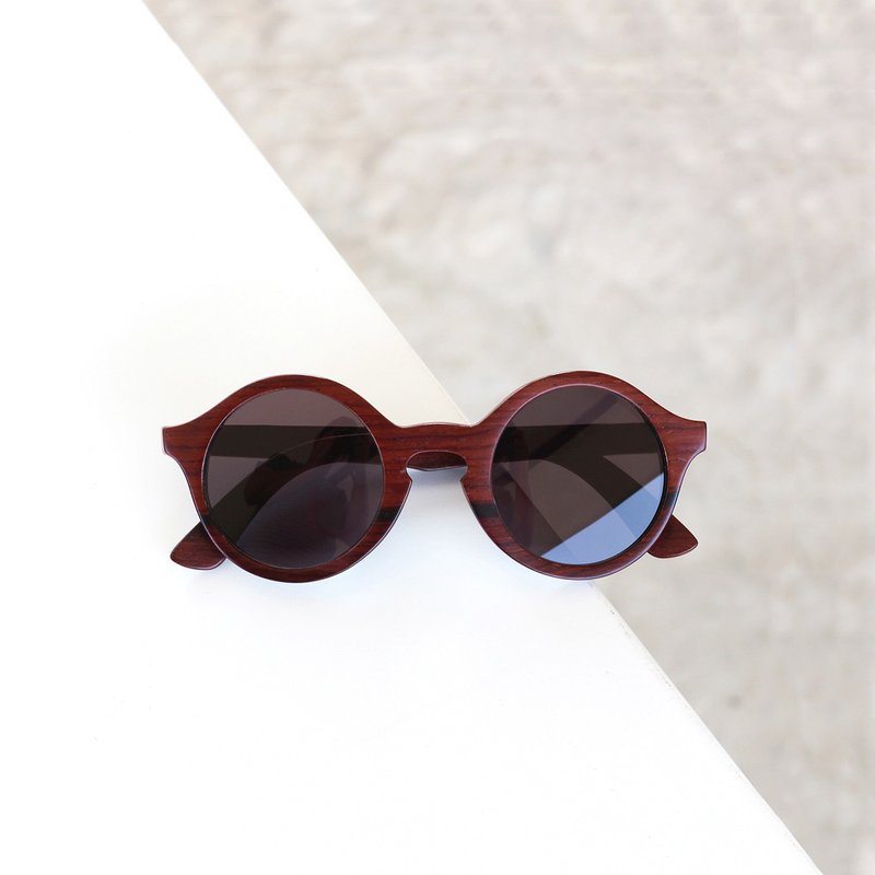 OLD MAN / Rose Wood , Handmade Wooden Sunglasses - แว่นกันแดด - ไม้ สีแดง