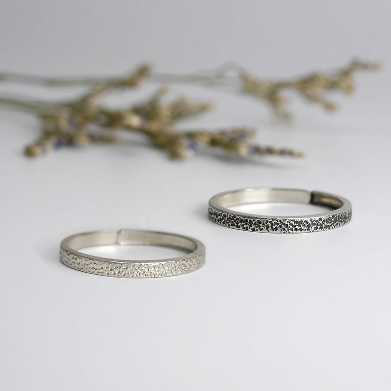 Glitter Adjustable Ring - Handcrafted Ring - แหวนคู่ - เงินแท้ สีเงิน