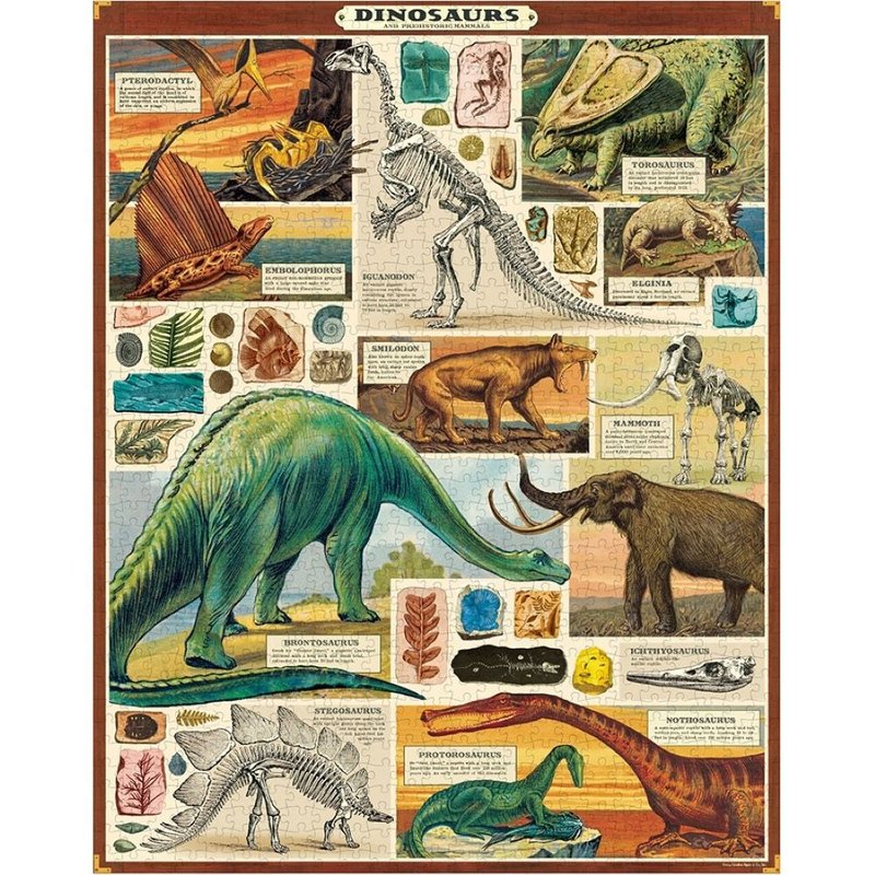 Cavallini & Co.  圓罐1000片拼圖_恐龍 - 拼圖 - 紙 多色
