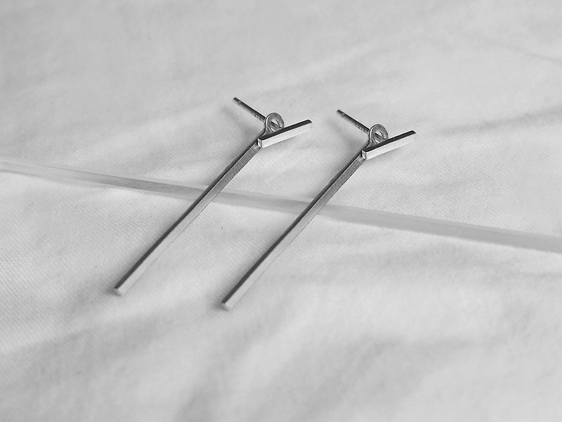 Rectangular Minimalist Earrings-With Ear Buckles - Earrings & Clip-ons - Other Metals Silver