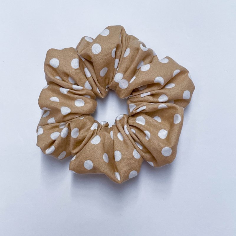 髮圈-卡其波點 - 髮夾/髮圈 - 棉．麻 卡其色