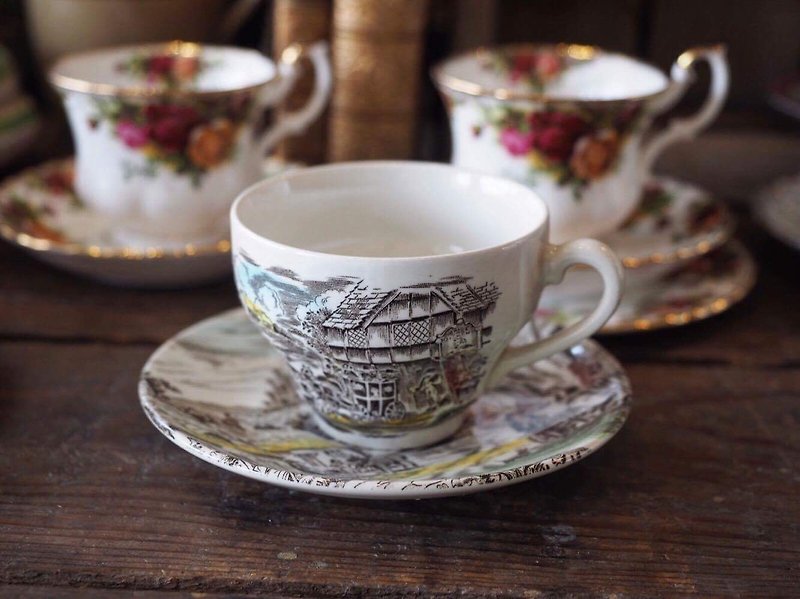 British Antique Porcelain Wedgwood Country Wind Series Coffee Cup Set - แก้วมัค/แก้วกาแฟ - เครื่องลายคราม 