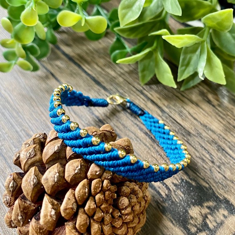 Handmade jewelry| Wax surf bracelet and anklet-Blue Star - สร้อยข้อมือ - ผ้าฝ้าย/ผ้าลินิน 