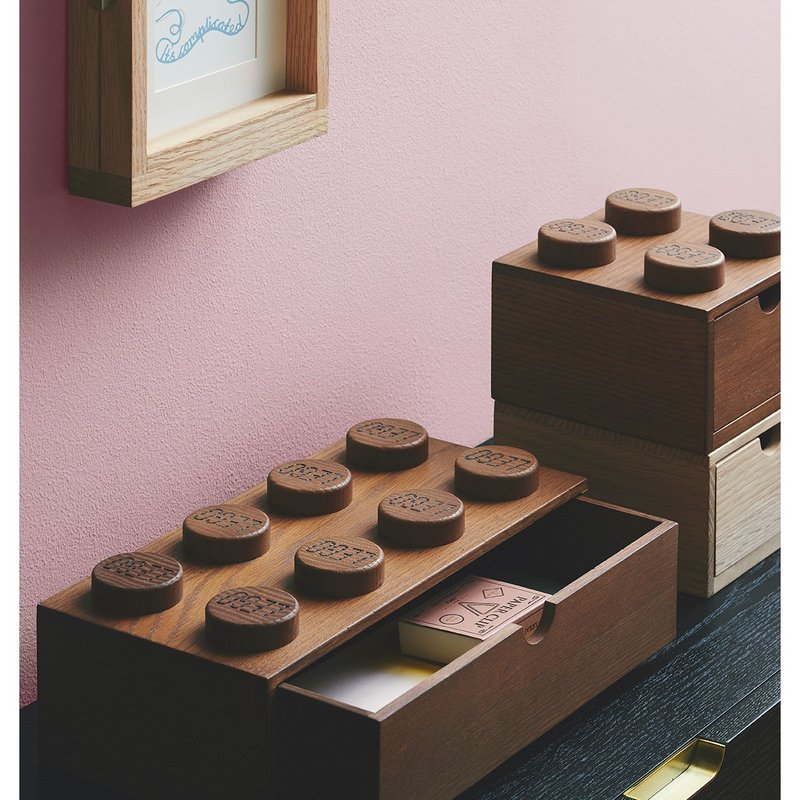 Room Copenhagen LEGO Tabletop Wooden Quad Drawer Organizer (Dark Oak) - กล่องเก็บของ - วัสดุอื่นๆ 