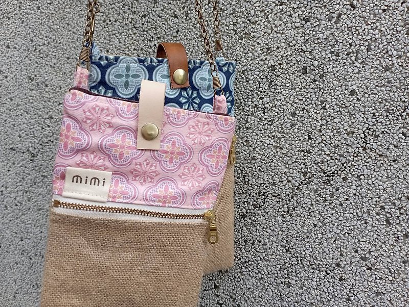 mimi ideas crossbody phone bag drink bag carry bag - กระเป๋าแมสเซนเจอร์ - ผ้าฝ้าย/ผ้าลินิน 