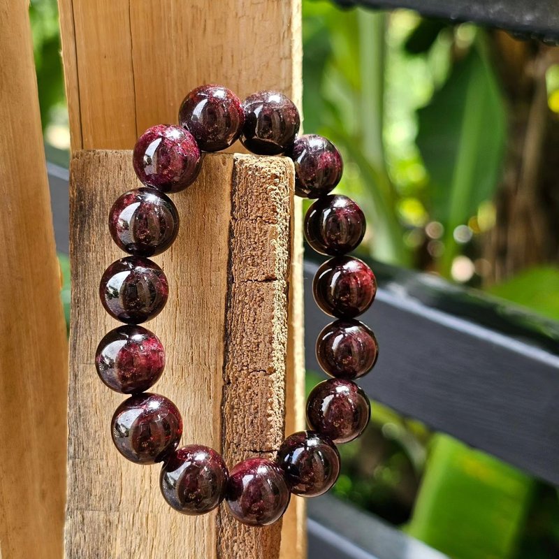 Garnet Beads Bracelet Genuine Garnet Stone Dark Red Color Real Stone Natural Tex - Bracelets - Stone Red