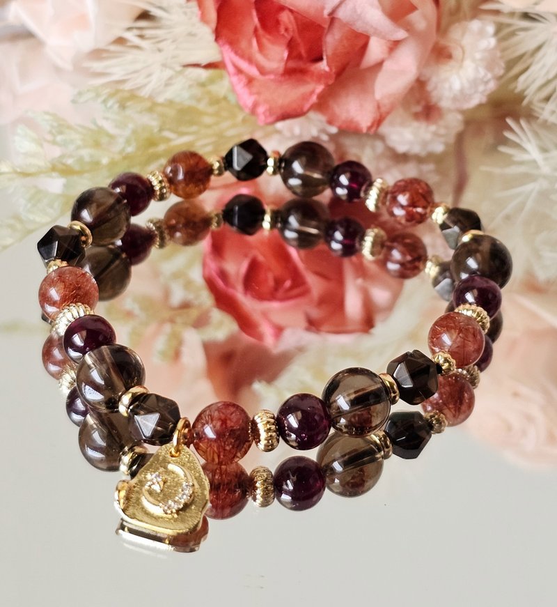 Wing color adventure country-single circle/red pomegranate/citrine/ Bronze titanium crystal/ground/stable/rich/ - Bracelets - Crystal Multicolor