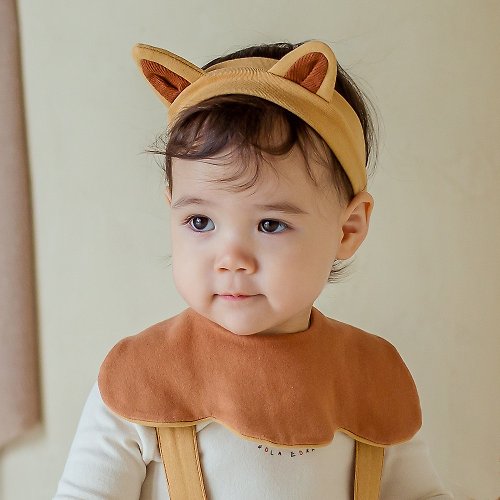 日安朵朵 Happy Prince 韓國製 Sorro小狐狸嬰兒童髮飾+圍兜2件組
