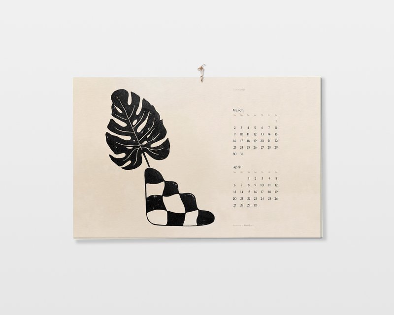 Neutral Boho Vases with Plants Printable Illustrated Calendar 2025 Modern Wall - 其他數位設計 - 其他材質 