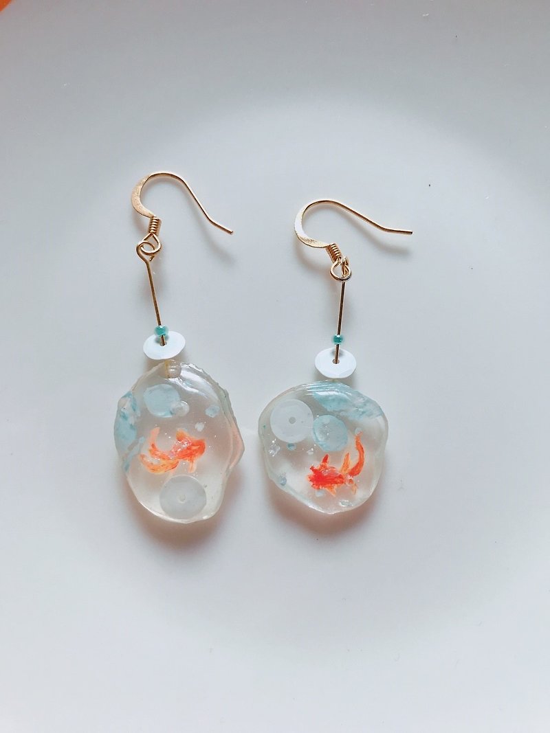 Catch the Summer Series-Little Goldfish Pond Dangle Earrings - Earrings & Clip-ons - Resin 