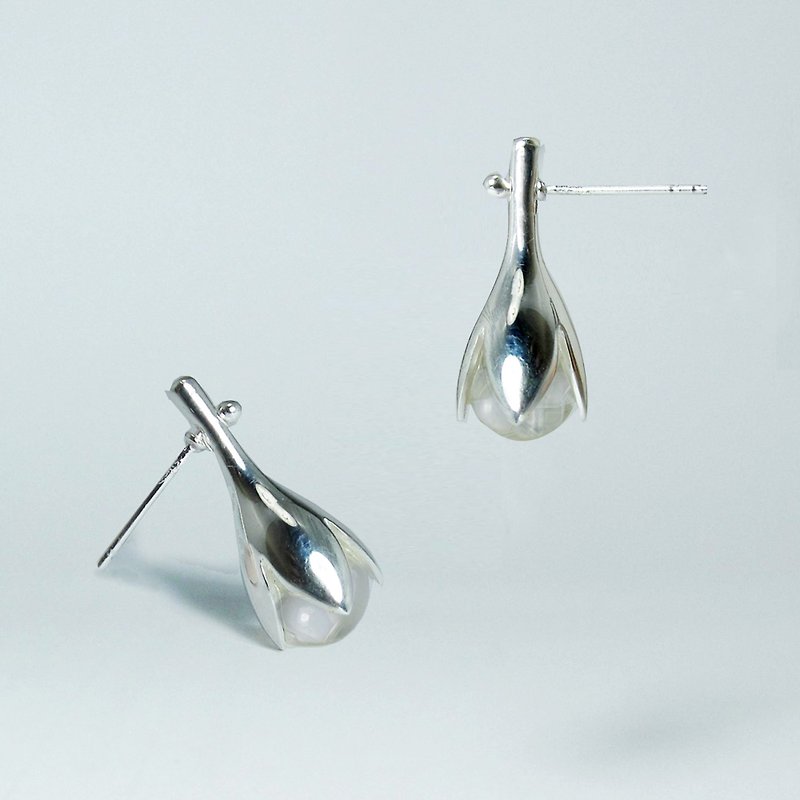 Silver earrings, Quartz earrings ,Lucky stone , stud earrings ,drop earrings - ต่างหู - เงินแท้ 