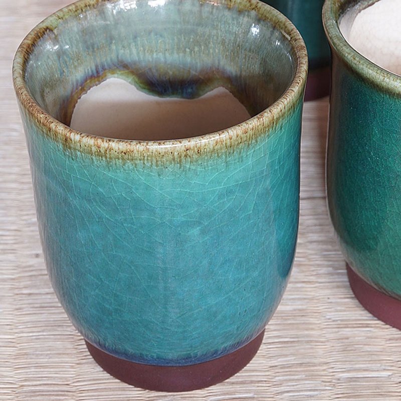 小樽燒綠玉織部茶杯 - 茶壺/茶杯/茶具 - 陶 