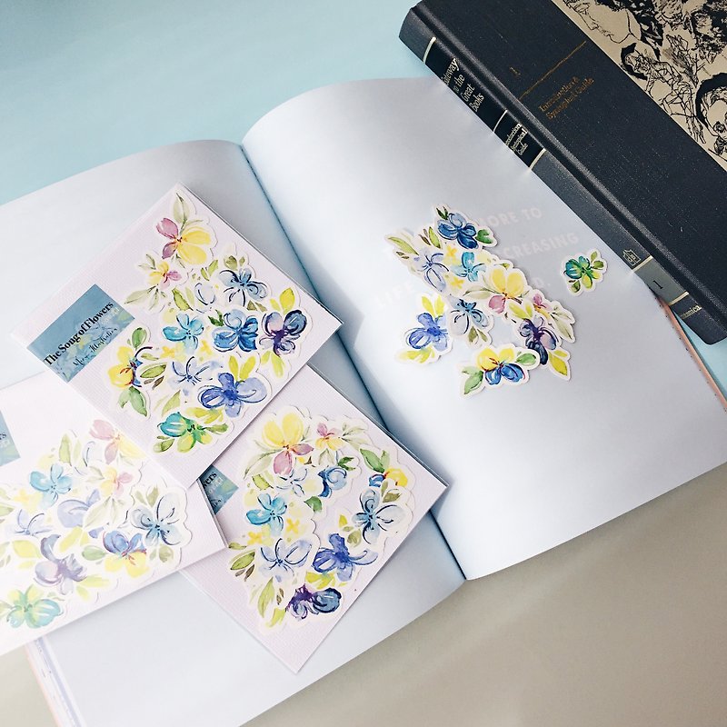 The Song of Flowers - Greenery Blue (WT-019) - Stickers - Paper Blue