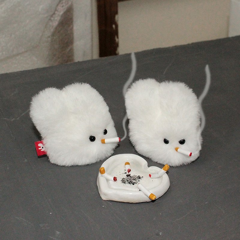 Cigar bunny (white) - Keychains - Other Materials White