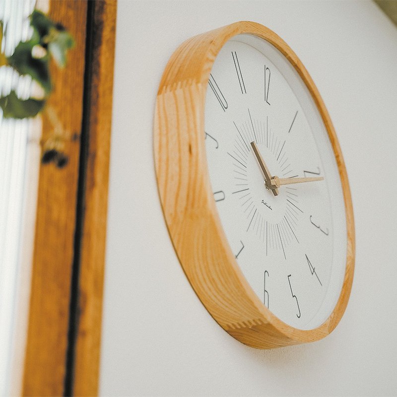 Boudry- Elegant Solid Wood Silent Wall Clock (Natural) - Clocks - Wood Khaki