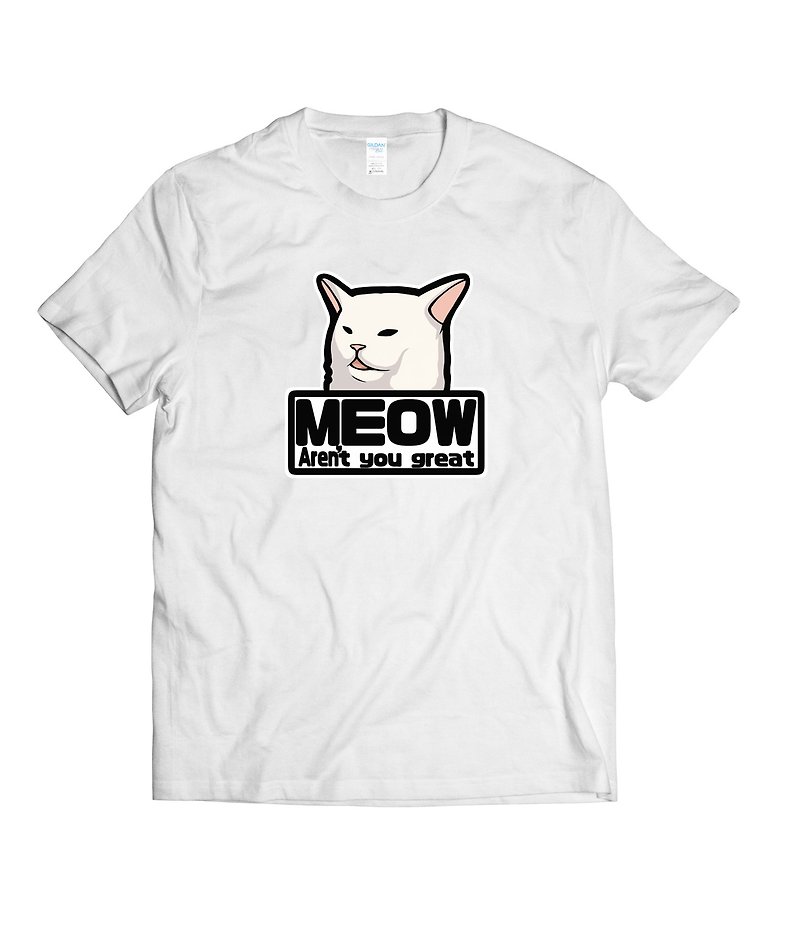 Meme-Picky Cat-T-shirt White/Black/Grey/Navy Blue - เสื้อยืดผู้ชาย - ผ้าฝ้าย/ผ้าลินิน หลากหลายสี