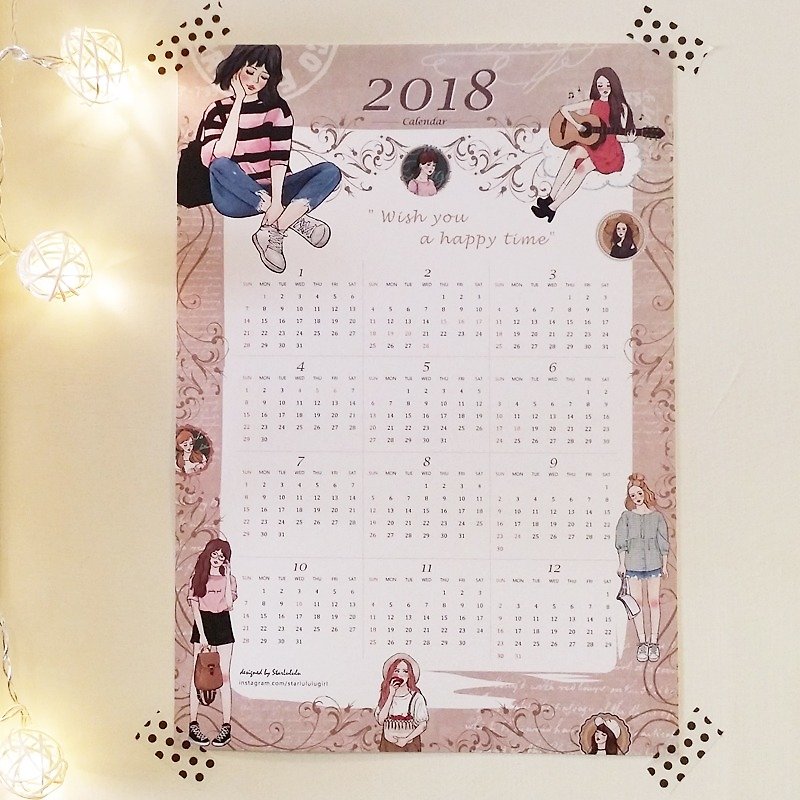グッドタイム女の子-2018レトロカレンダーカードは匂い/交換ギフトの古典的な意味を追加します - カレンダー - 紙 