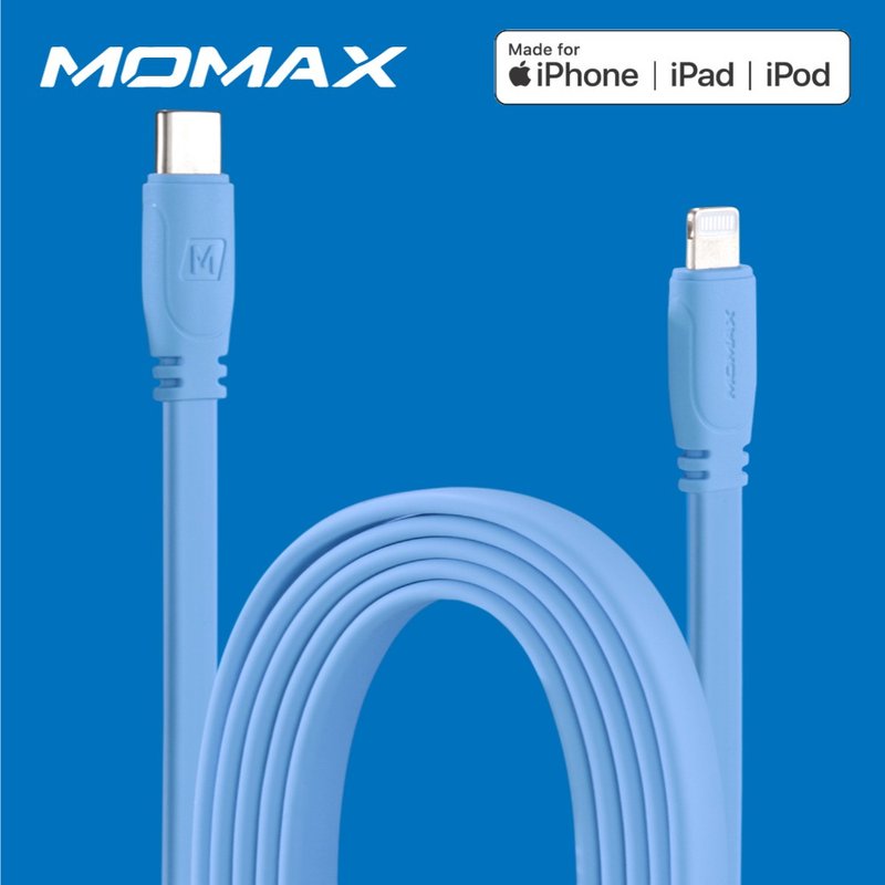 MOMAX Go Link MFI to C Cable DL37(1.2m) - ที่ชาร์จ - วัสดุอื่นๆ สีน้ำเงิน