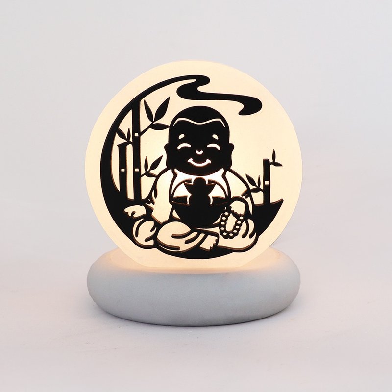 Small silhouette I Harmony brings wealth l Good luck brings wisdom I Salt lamp - โคมไฟ - วัสดุอื่นๆ สีเหลือง