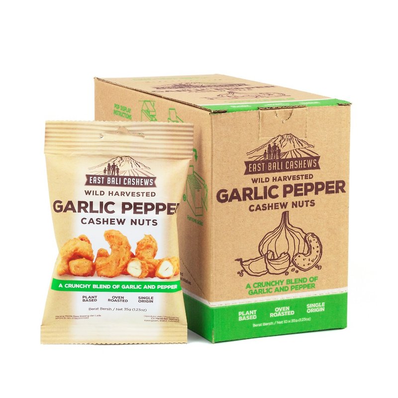 其他材質 堅果 綠色 - East Bali Cashews Garlic Pepper 蒜香胡椒腰果10包組