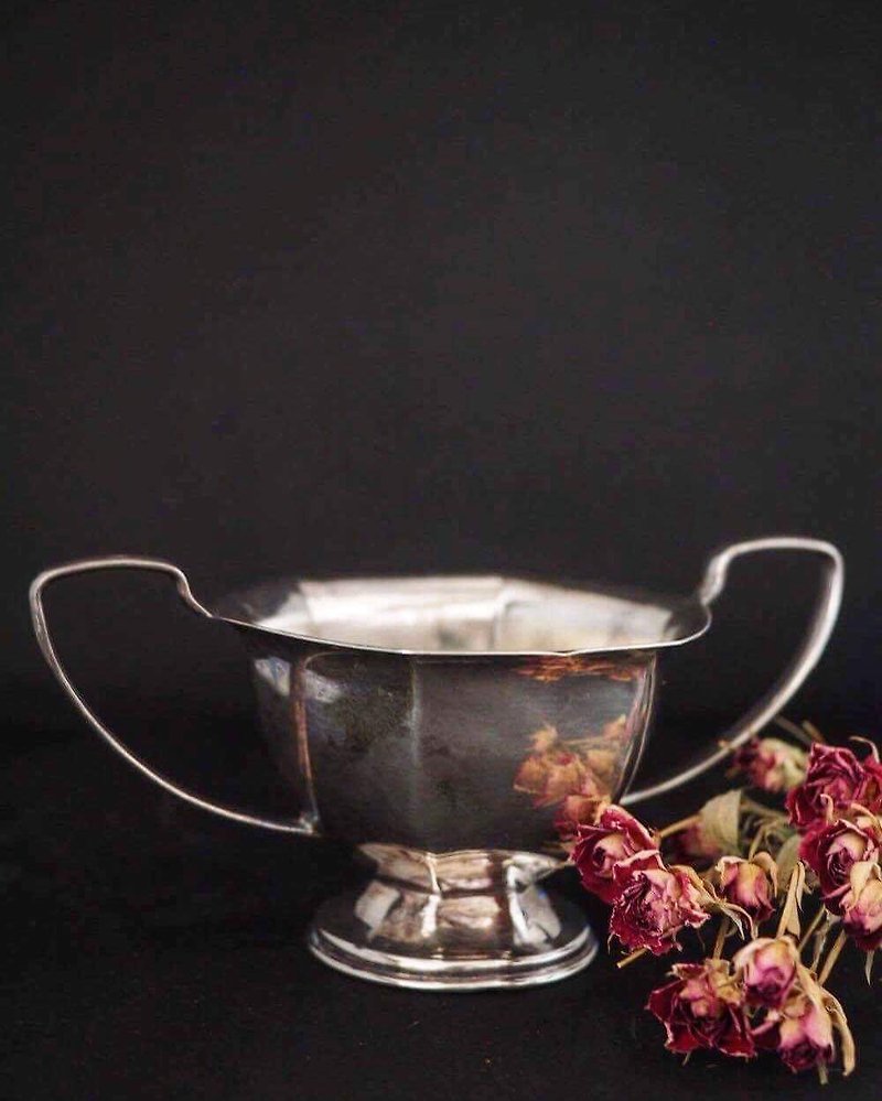 英國古董鍍銀圓弧雙耳糖碗（JS） - 擺飾/家飾品 - 其他金屬 銀色
