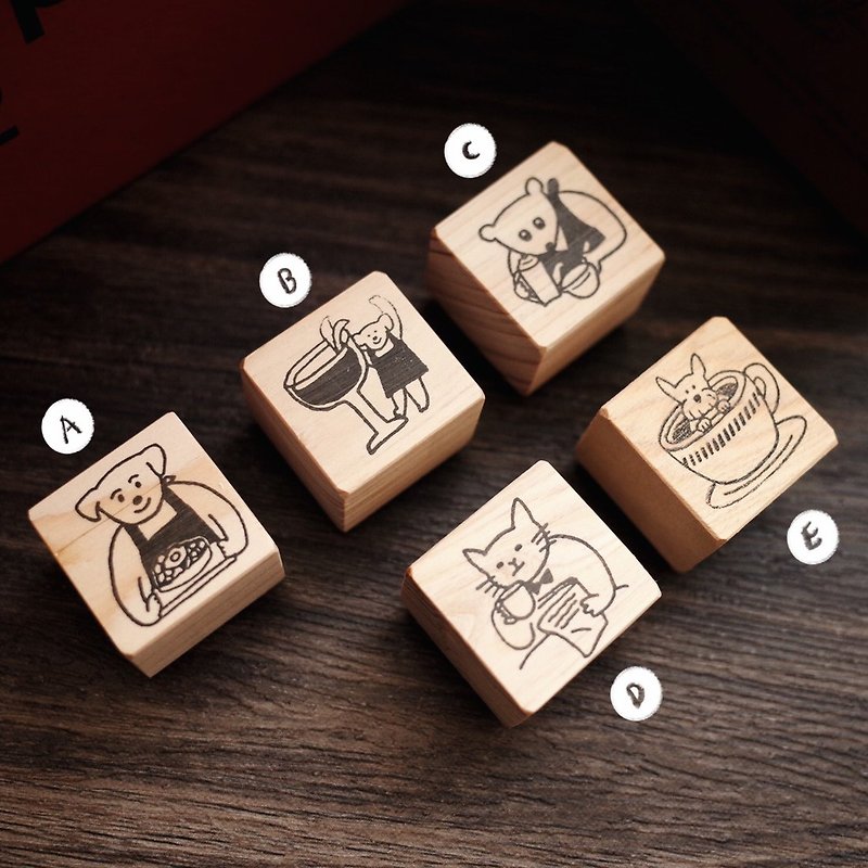 Puppy Studio Dog's Tea Shop│Hinoki Wood Stamp Series (3 styles in total) - ตราปั๊ม/สแตมป์/หมึก - ไม้ 