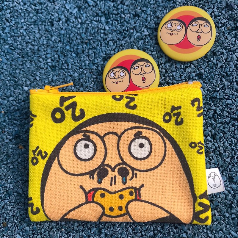 Snack goods/ paper bag coin purse - กระเป๋าสตางค์ - ผ้าฝ้าย/ผ้าลินิน สีเหลือง