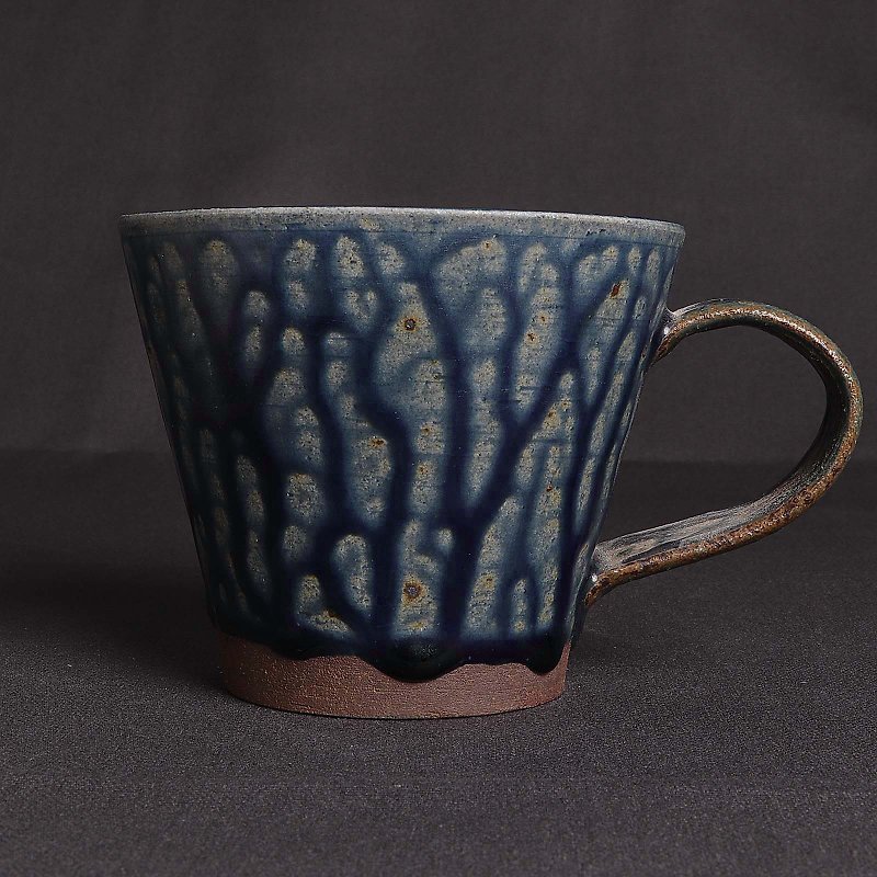 Gray blue flow glaze cup - ถ้วย - ดินเผา สีน้ำเงิน