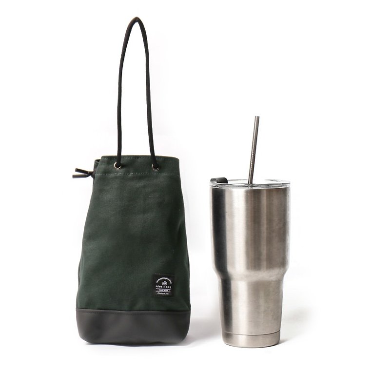 【Graduation Gift】Beverage Accompanying Bag/Ice Blaster Cup Umbrella Swimsuit/Palm Green/DG31-8 - ถุงใส่กระติกนำ้ - ผ้าฝ้าย/ผ้าลินิน สีเขียว