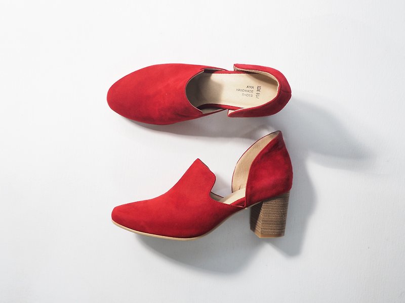 Love Flower Love (High Heel) - Scarlett - รองเท้าส้นสูง - หนังแท้ สีแดง