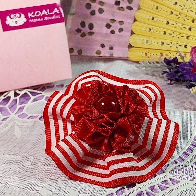 Japanese style handmade jewelry summer sunshine flower hairband - เครื่องประดับผม - วัสดุอื่นๆ สีแดง